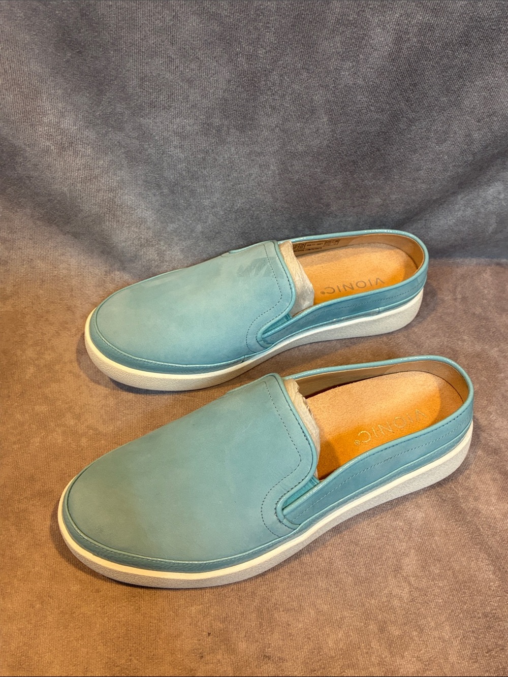 Vionic Women’s Slip-On Mules in Light Blue Nubuck Leather - Picture 5 of 8